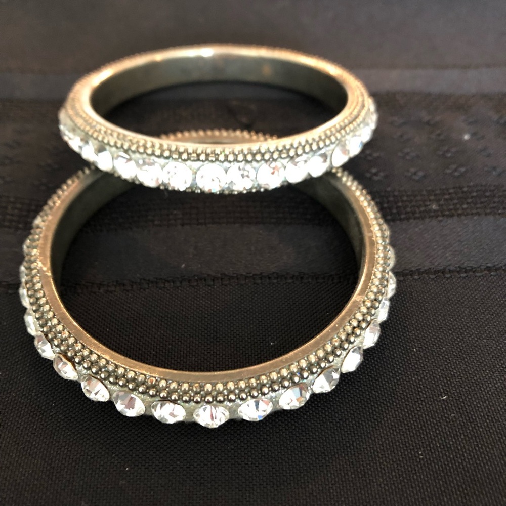 Bangle bracelets with crystals.